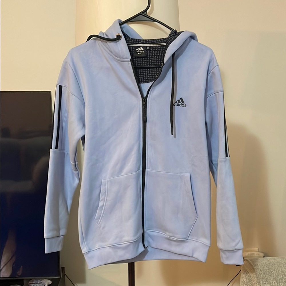 Adidas Sky Blue Zip-Up Hoodie